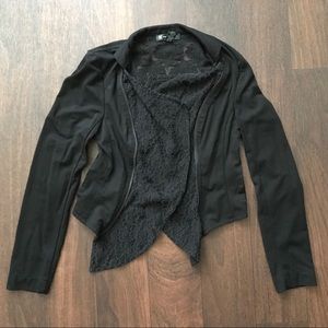 INC cropped lace moto jacket, small